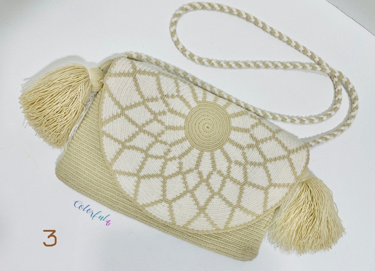 Beige-white Crossbody Bohemian Bag | Women's Crossbody Handbag | Crochet Envelope
