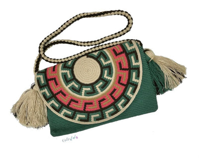 Olive Green Crossbody Bohemian Bag | Women's Crossbody Handbag | Crochet Envelope