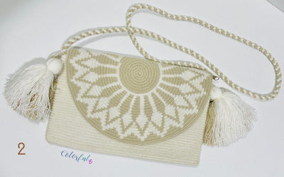 Off-white Crossbody Bohemian Bag | Women's Crossbody Handbag | Crochet Envelope