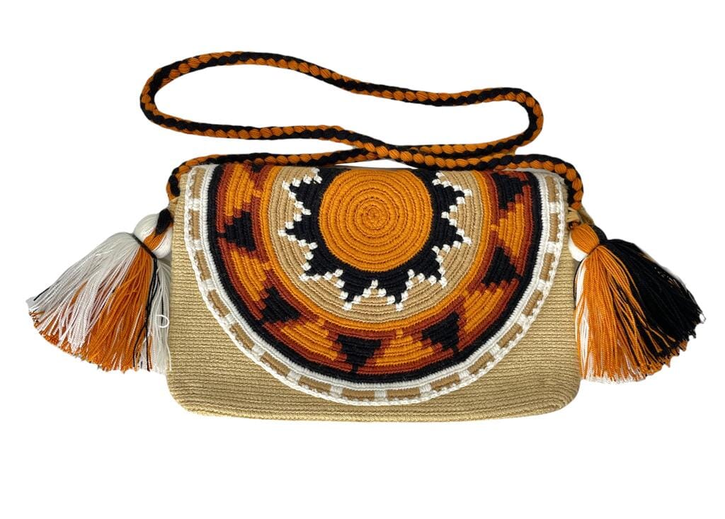Beige-rust Crossbody Bohemian Bag | Women's Crossbody Handbag | Crochet Envelope