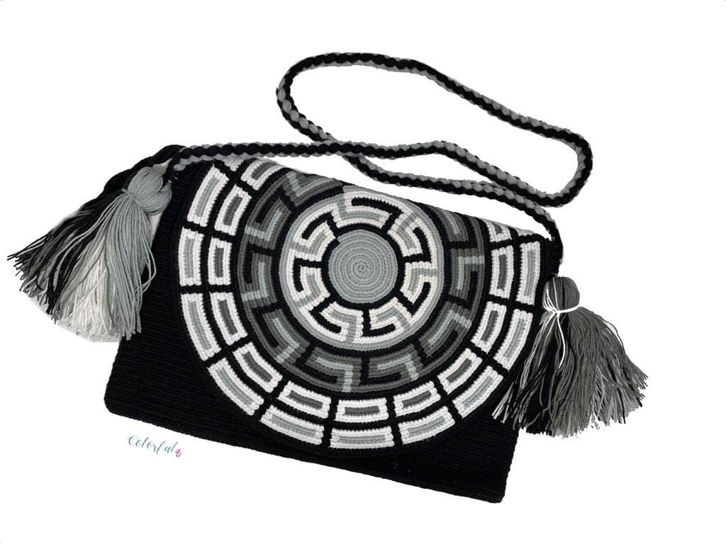 Black-gray Crossbody Bohemian Bag | Women's Crossbody Handbag | Crochet Envelope