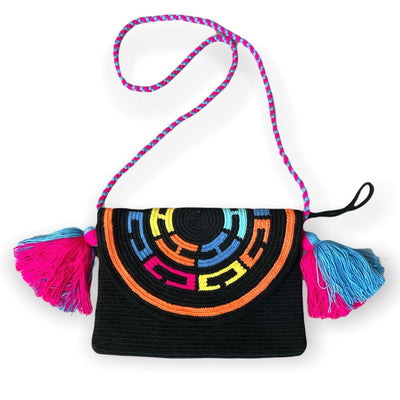 Black Bohemian Purse for summer | Crochet Neon Handbag | Colorful 4u
