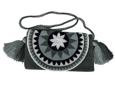 Gray-Black Crossbody Bohemian Bag | Women's Crossbody Handbag | Crochet Envelope