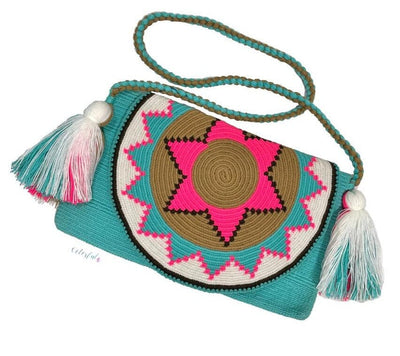 Turquoise-Teal Crossbody Bohemian Bag | Women's Crossbody Handbag | Crochet Envelope