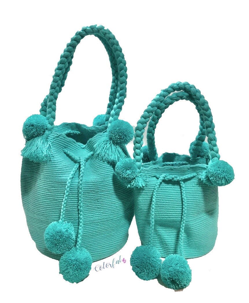 Medium vs Large Boho Chic Handbag with Pompoms | Bohemian Crochet Purse | Colorful 4U