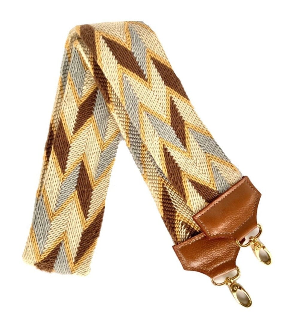 Neutral Tones Bag Strap | Camera Strap |Strap Replacement |Woven Brown Leather Strap | Colorful 4U