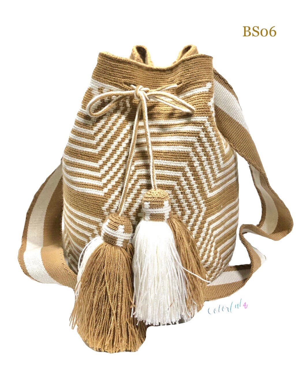 Tan-Khaki Crossbody Crochet Bags | Bohemian Handbags | Neutral Boho Purse | Wayuu Bag by Colorful 4U 