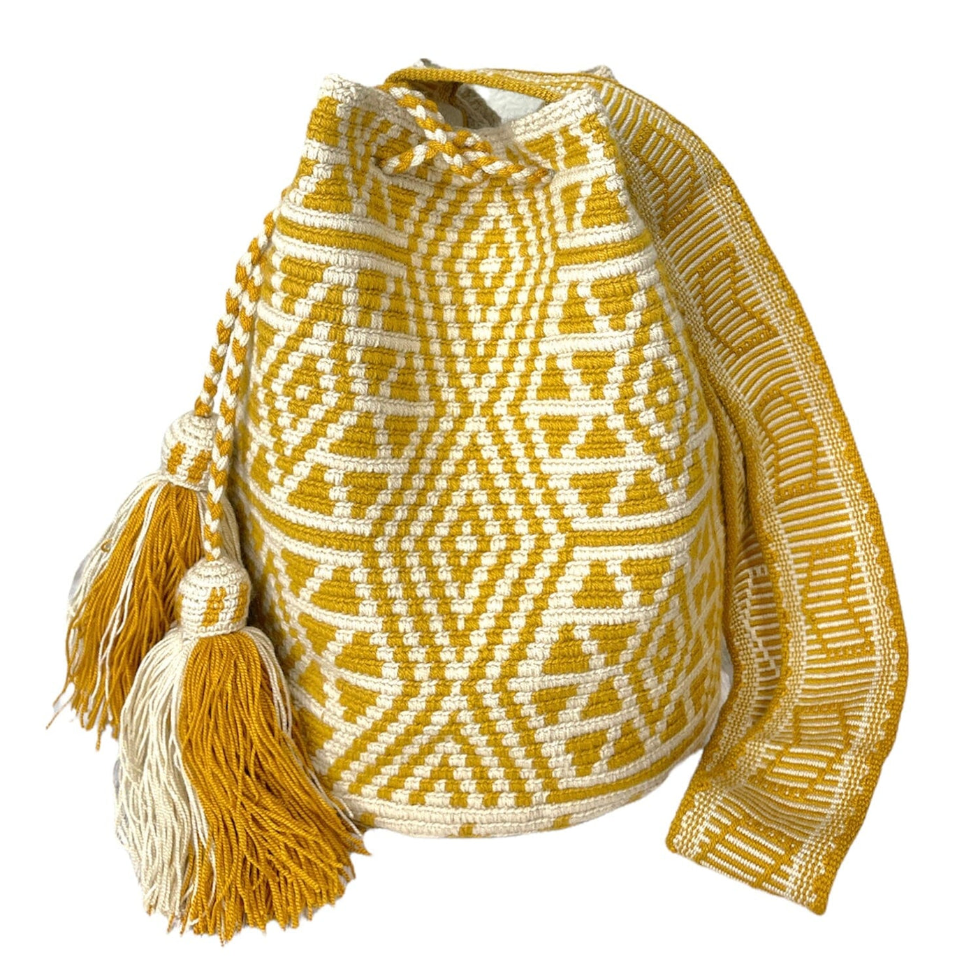 Gold Crossbody Crochet Bags-Bohemian Bags-Boho Bag-Bucket Bag-Hippie-Wayuu