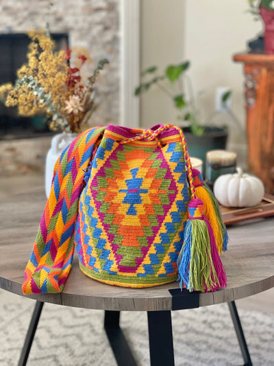 Cute  Boho Bag for Fall | Crossbody Bohemian Bag | Orange-Green-Yellow Purse | Colorful 4u