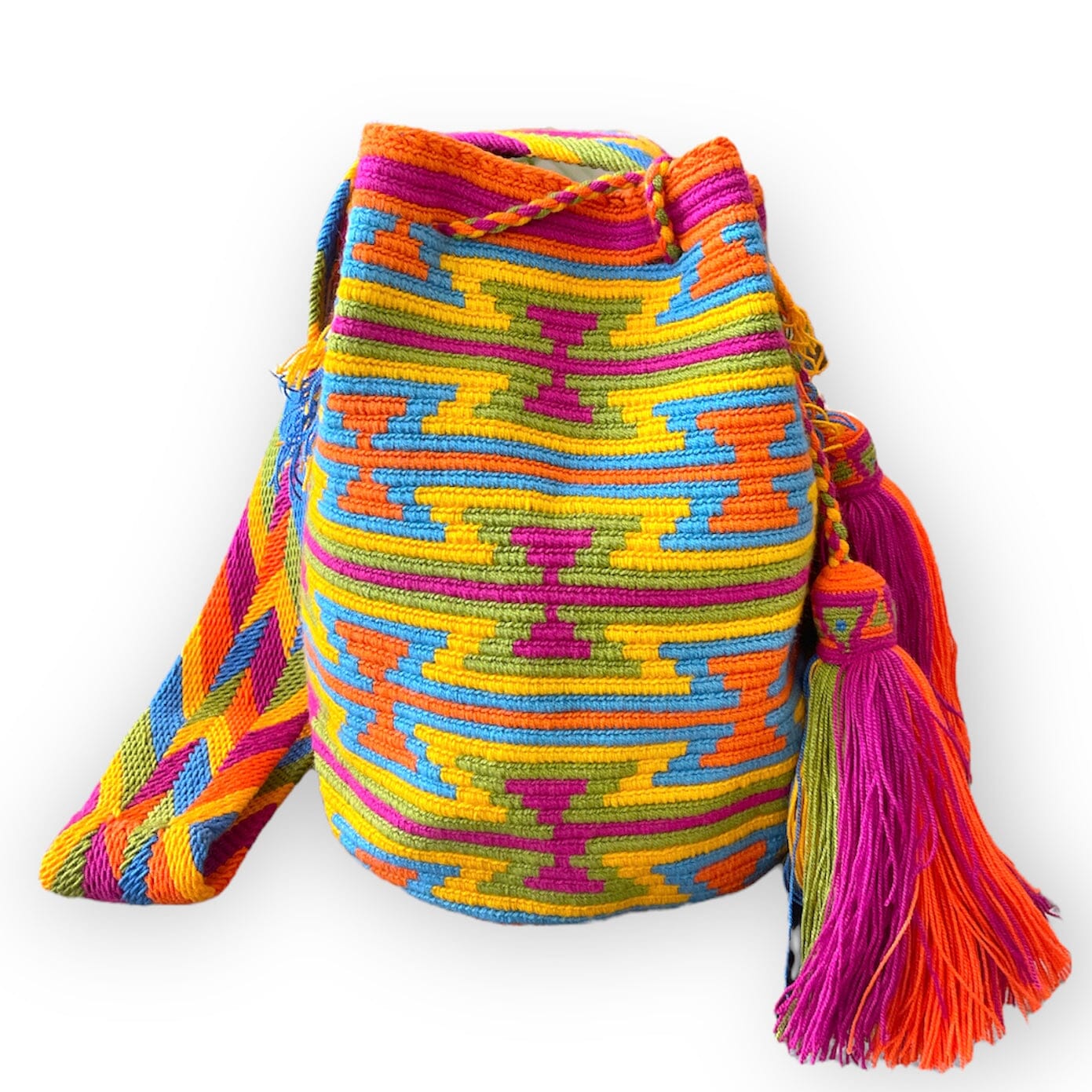 Tribal Crochet Pattern Boho Bag for Fall | Crossbody Bohemian Bag | Orange-Green-Yellow Purse | Colorful 4u