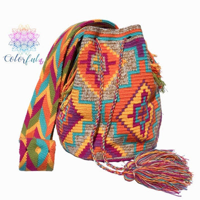 Caribbean Sunset Crochet Beach Bag Shaded Crochet Boho Bag - Crossbody/Shoulder Bucket Bag 