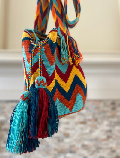 Best Crossbody Crochet Boho Bag for summer | Chevron Pattern | Colorful 4U