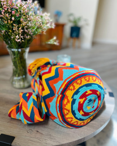 Bottom Crossbody Crochet Boho Bag for summer | Chevron Pattern | Colorful 4U