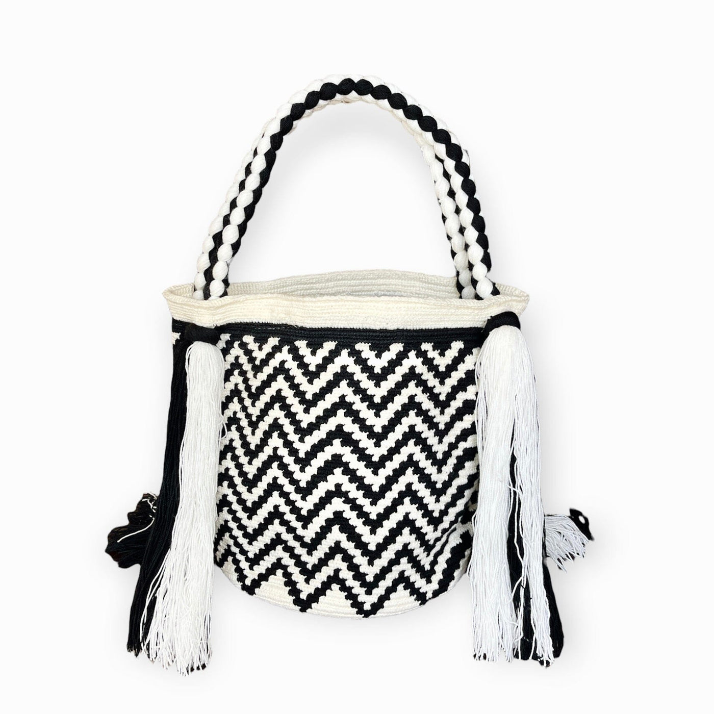 Trending White Tote Beach Bag | Tassel Boho Bag | Chevron Crochet Pattern