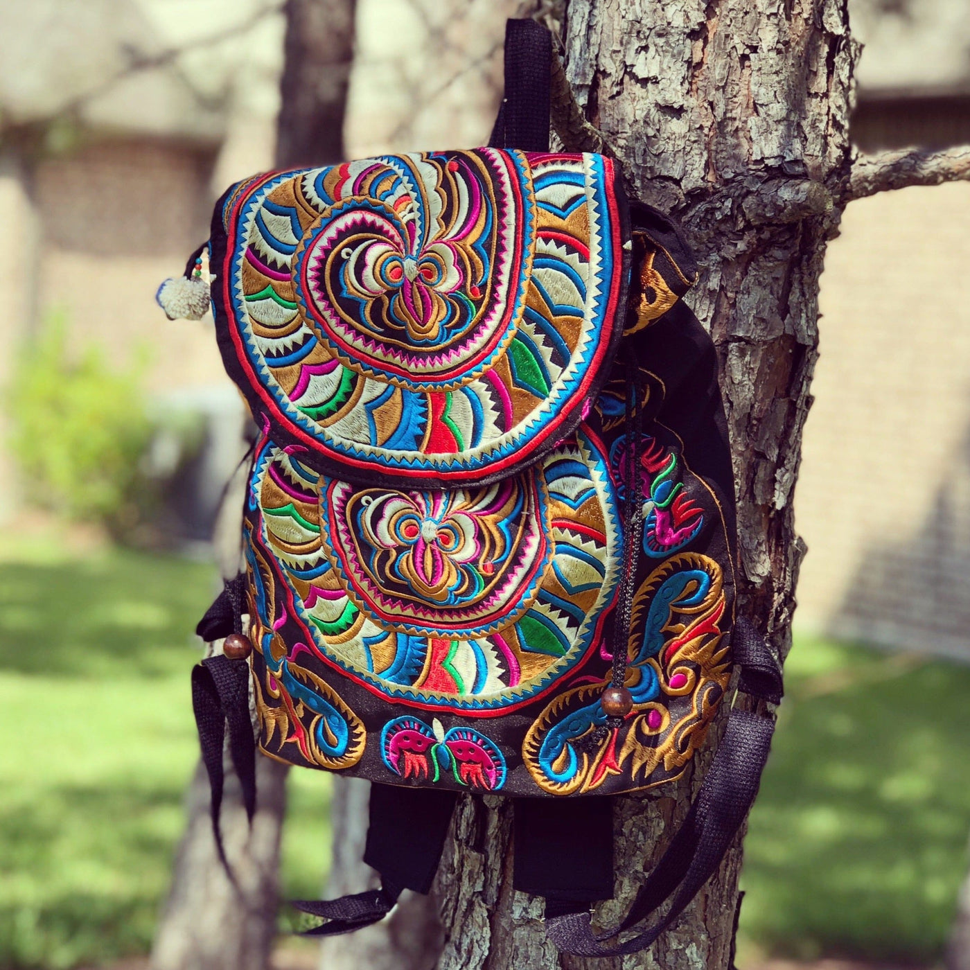 Colorful Bohemian Backpacks - Embroidered Boho Backpack-Multicolor