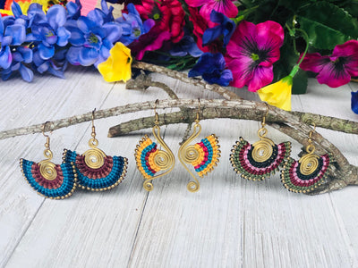 Best Gold Tribal Earrings | Woven Earrings | Casual Boho Earrings on Sale | Colorful 4U