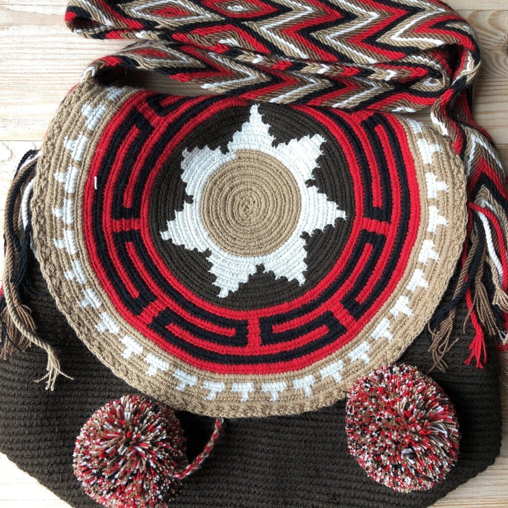 Brown Red Crochet Bucket Bag with Cover | Crossbody Bohemian Bag | Casual Bag