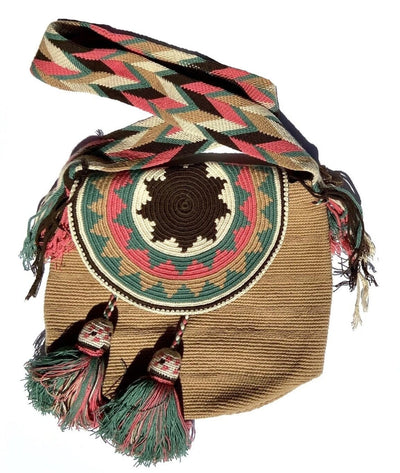 Camel Colorful 4U Crochet Bag w/ Cover | Crossbody Bohemian Bag | Casual Bag