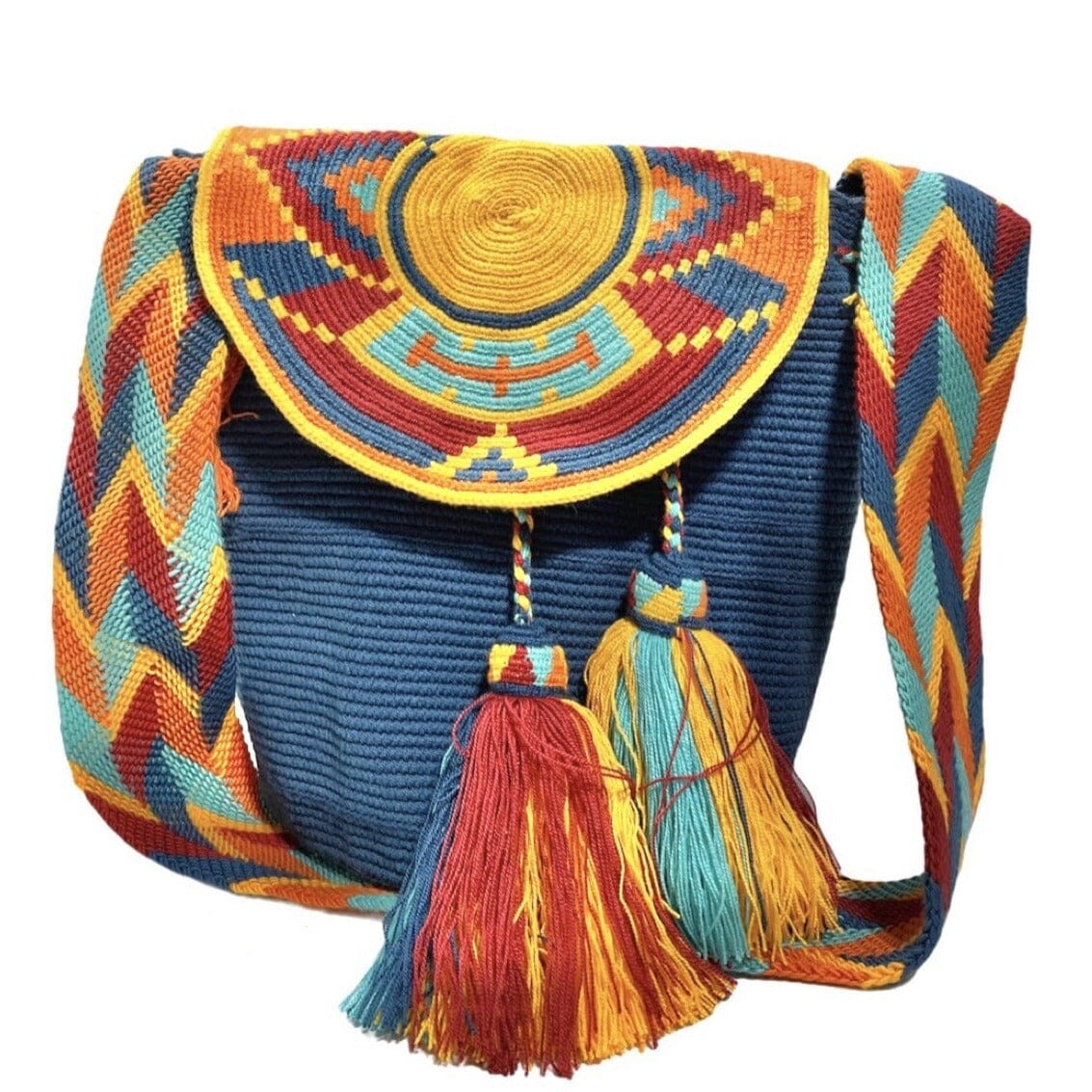 Navy Colorful 4U Crochet Bag w/ Cover | Crossbody Bohemian Bag | Casual Bag