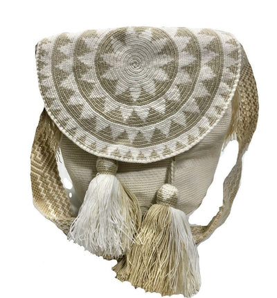 Off-white Crochet Bucket Bag with Cover | Crossbody Bohemian Bag | Casual Bag