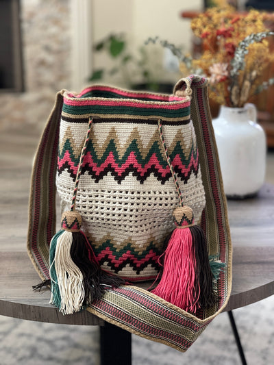 Large Earth Tones Crochet Mesh Bags | Crossbody Boho Handbags | Bohemian purse | Colorful 4u