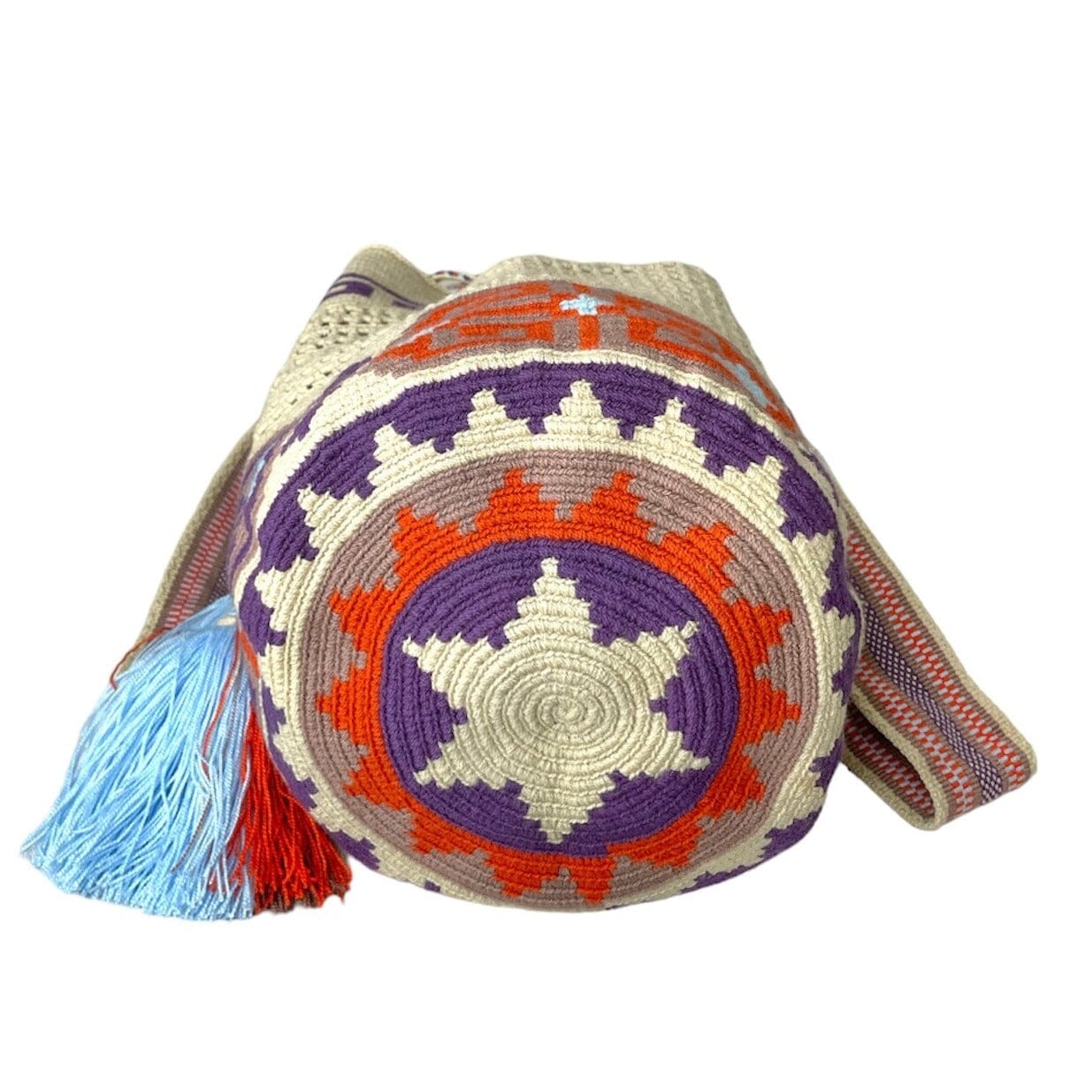 Purple bottom Summer Beach Bag | Crossbody Boho Handbag | Spring Bohemian Purse-Mesh