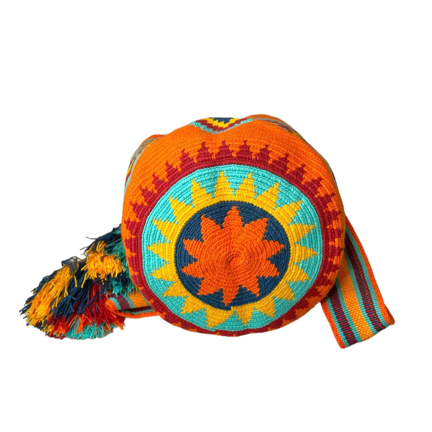 Orange Mandale Summer Beach Bag | Crossbody Boho Handbag | Spring Bohemian Purse-Mesh | Colorful 4U