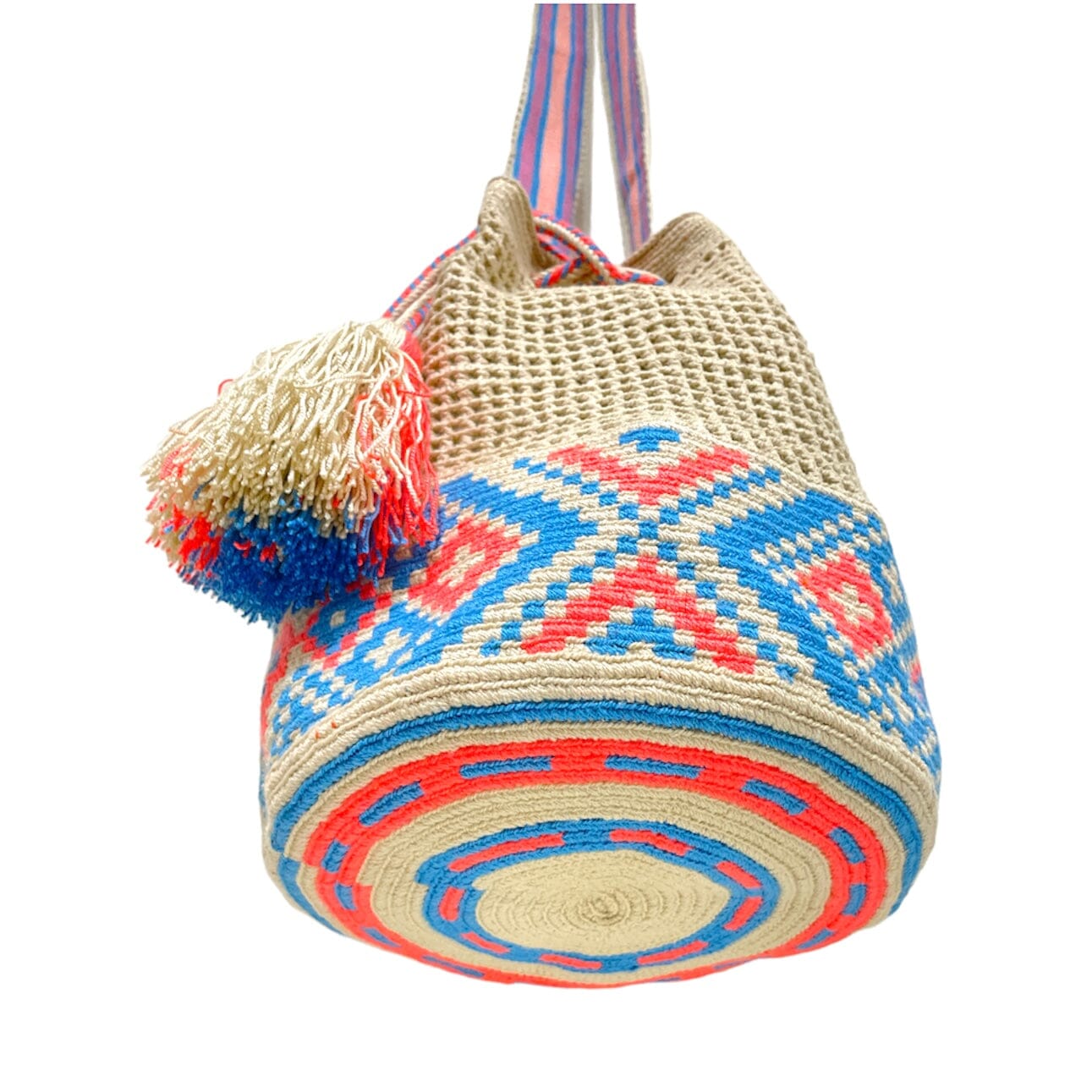 Nude Tones and Coral Spring Crochet Mesh Bags | Crossbody Boho Handbags | Bohemian purse | Colorful 4u