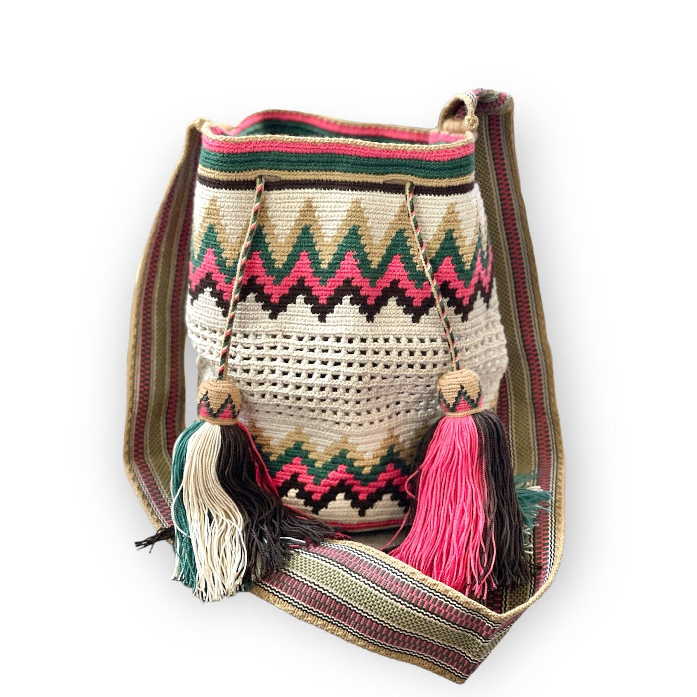 Off-White Earth Tones Crochet Mesh Bags | Crossbody Boho Handbags | Bohemian purse | Colorful 4u