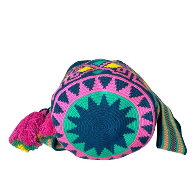 Blue Mandala Crochet | Summer Beach Bag | Crossbody Boho Handbag | Spring Bohemian Purse-Mesh | Colorful 4U
