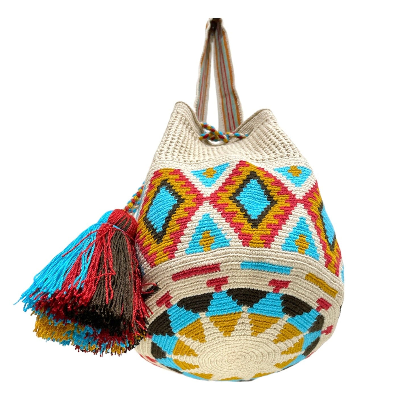 Bottom Nude Tones and Turquoise Fall Crochet Mesh Bags | Crossbody Boho Handbags | Bohemian purse | Colorful 4u