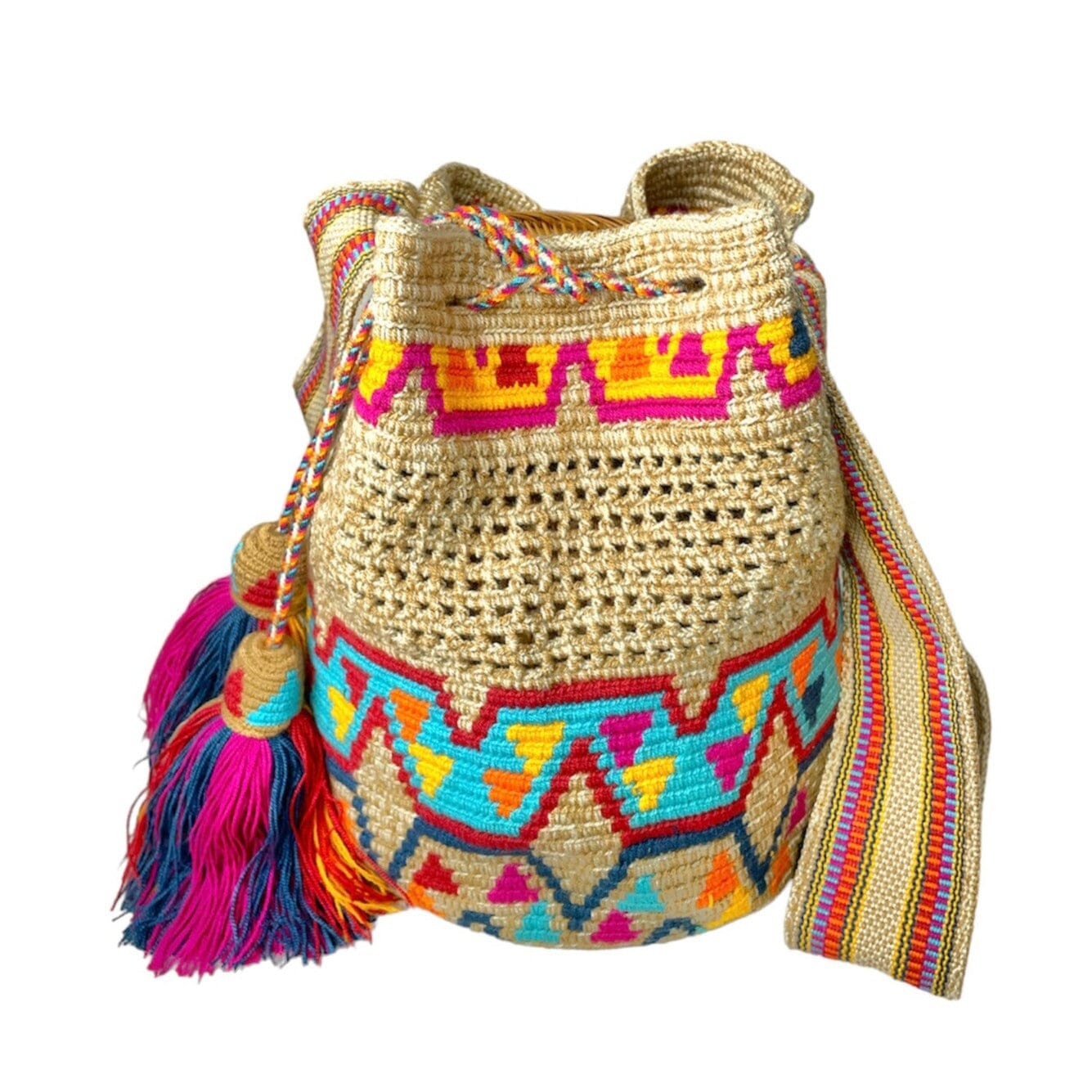 Summer Colors Summer Beach Bag | Crossbody Boho Handbag | Spring Bohemian Purse-Mesh | Colorful 4U
