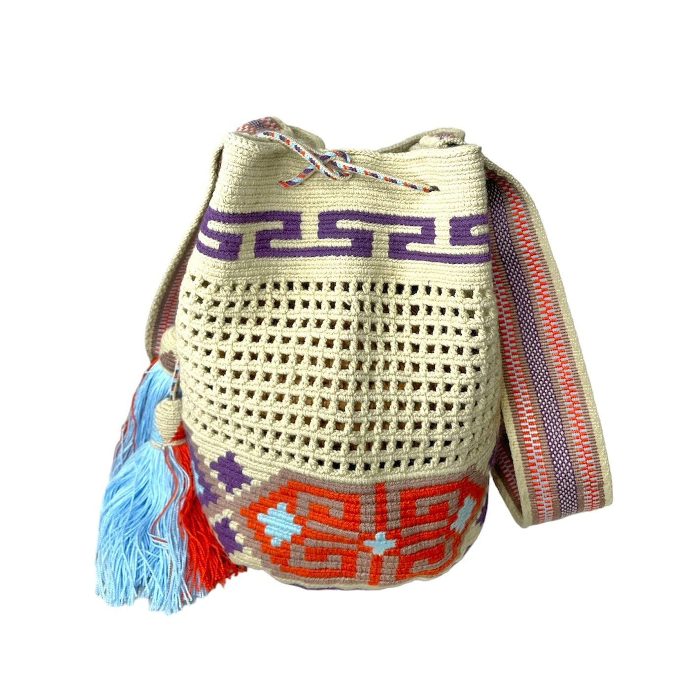 Purple Summer Beach Bag | Crossbody Boho Handbag | Spring Bohemian Purse-Mesh | Colorful 4U