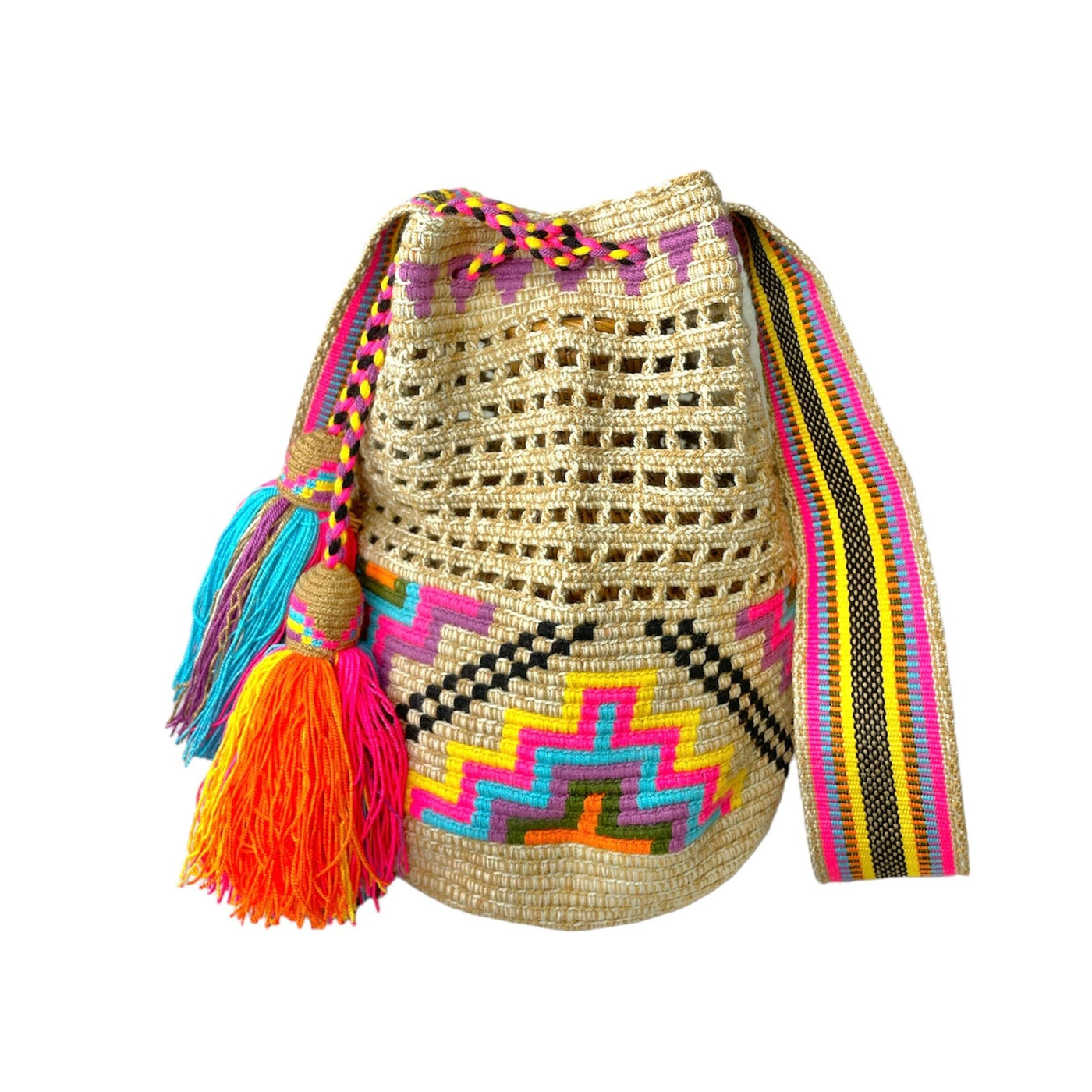 Summer Solstice Summer Beach Bag | Crossbody Boho Handbag | Spring Bohemian Purse-Mesh | Colorful 4U