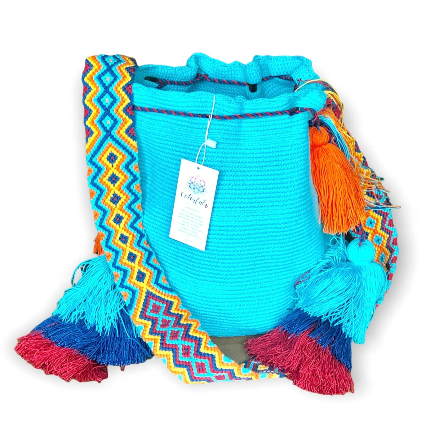 Turquoise Crochet Tassel Bag | Bohemian Casual Purse
