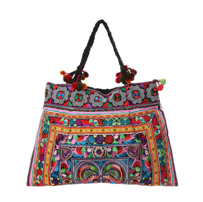 Colorful Embroidered Tote Bag - Boho Chic Large Handbag - Style CEPTB02 Embroidered Bag 