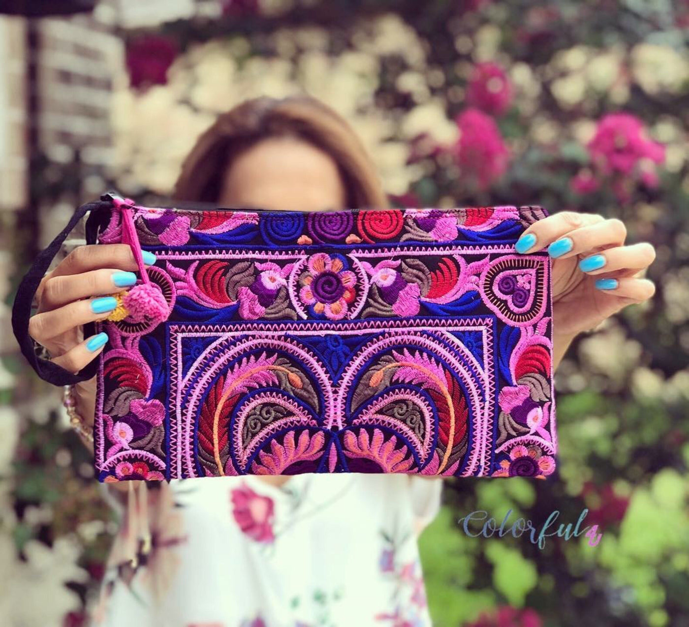Colorful Embroidered Wristlet Bag - Boho Chic Clutch-Bohemian Clutch ...