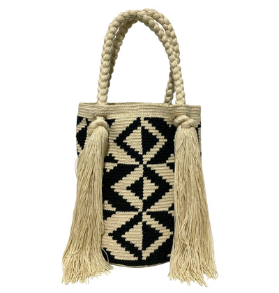 Tulum Black Tote | Colorful Tote Bag | Summer Shoulder Bag | Crochet Purse with Tassels | Colorful4U