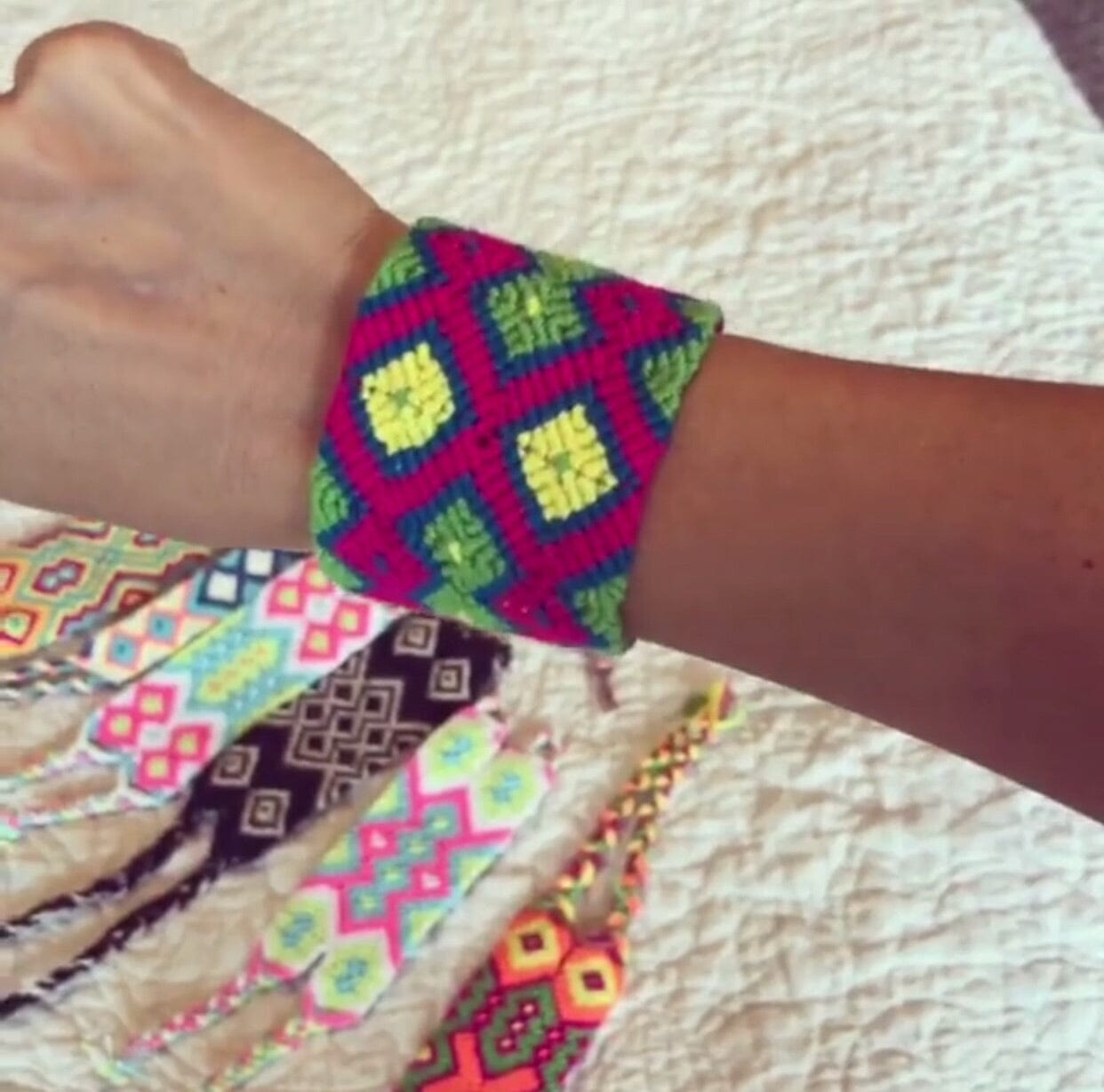 Neon Colors Wide Friendship Bracelets | Colorful wrist bands | Macrame Bracelet | Wayuu