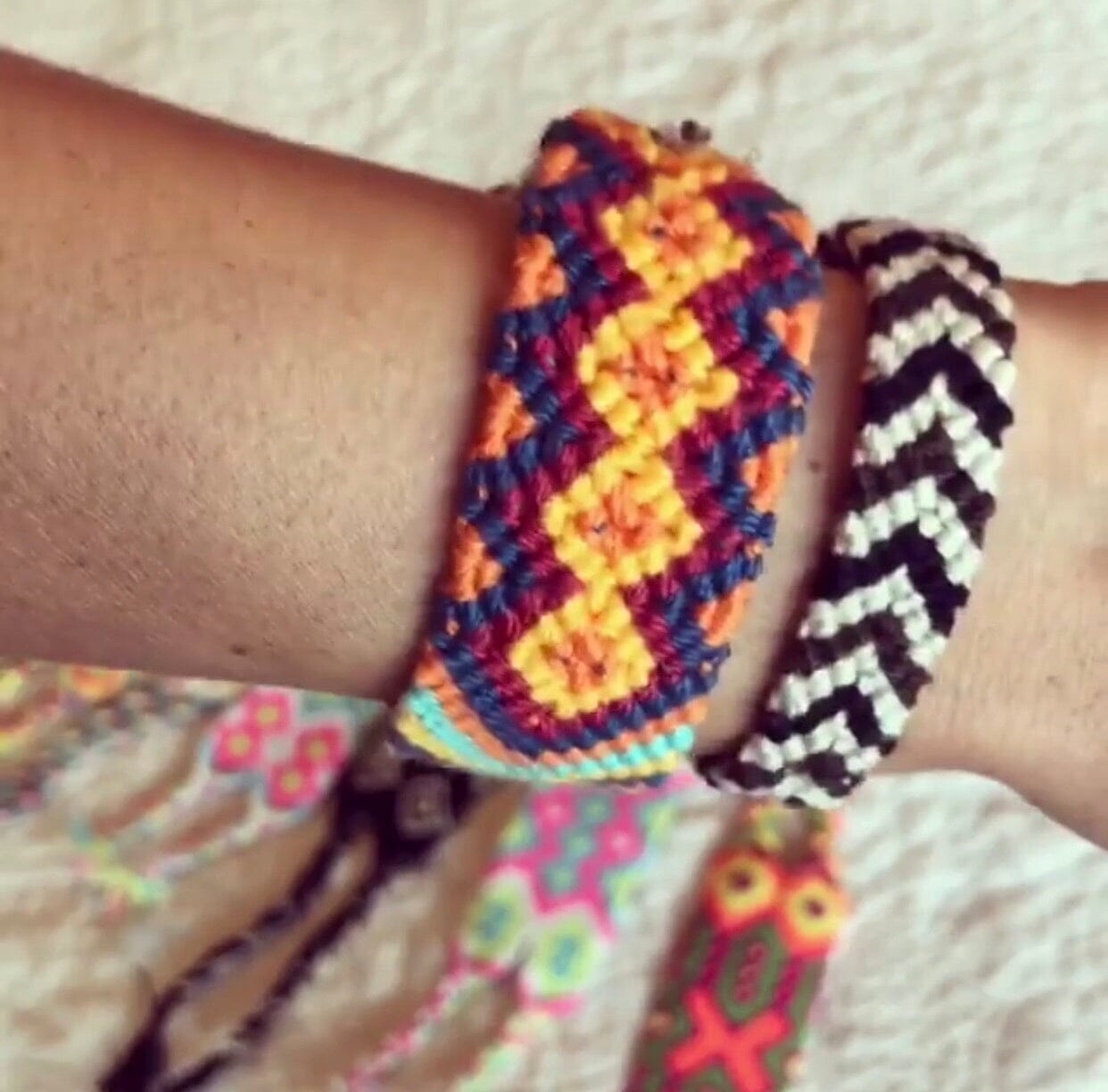 Wearing Friendship Bracelets | Colorful wrist bands | Macrame Bracelet | Wayuu