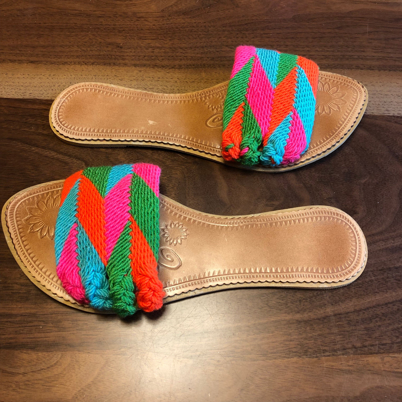 Colorful Handwoven Sandals - Boho Flat Sandals SWF022 Sandalias Wayuu Flat US 10/10.5 