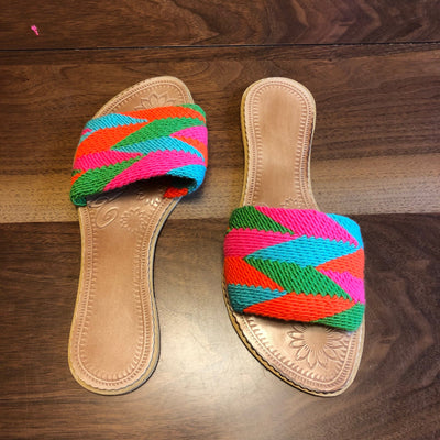Colorful Handwoven Sandals - Boho Flat Sandals SWF022 Sandalias Wayuu Flat US 6/6.5 