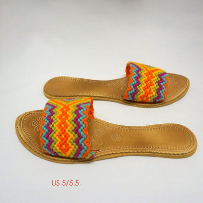 Colorful Handwoven Sandals - Flat Boho Sandals SWF002 Sandalias Wayuu Flat US 5/5.5 SWF002-U5E6