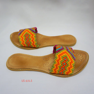Colorful Handwoven Sandals - Flat Boho Sandals SWF002 Sandalias Wayuu Flat US 6/6.5 SWF002-U6E7