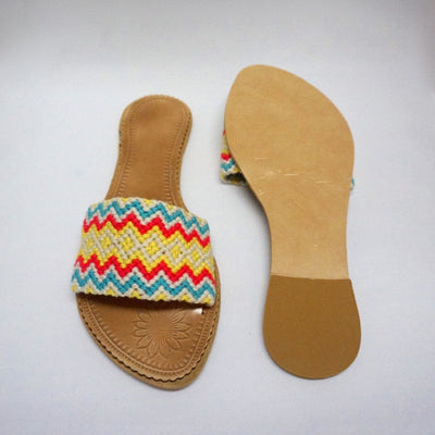 Colorful Handwoven Sandals - Wayuu Slide Sandals Sandalias Wayuu Flat 