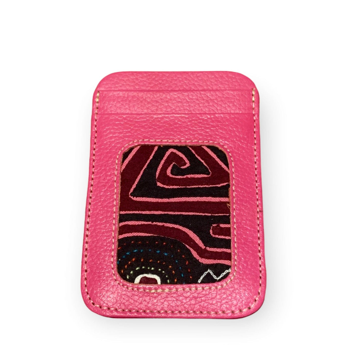 Colorful Leather Card Holders | Mola Embroidery Embroidered Wallet Hot Pink 