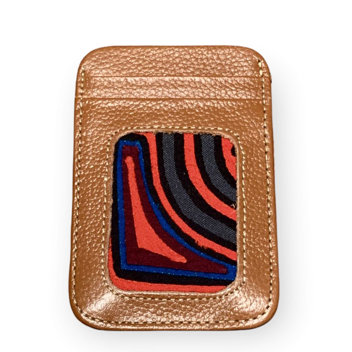 Colorful Leather Card Holders | Mola Embroidery Embroidered Wallet Light Brown/Camel 