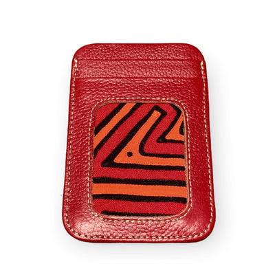Colorful Leather Card Holders | Mola Embroidery Embroidered Wallet Red 