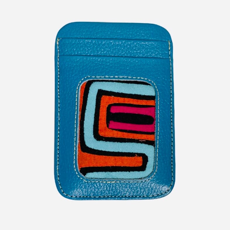 Blue Credit Card Holder Wallets for women | Leather Card Cases | Mola Embroidery ID Boho Wallets | Colorful 4U