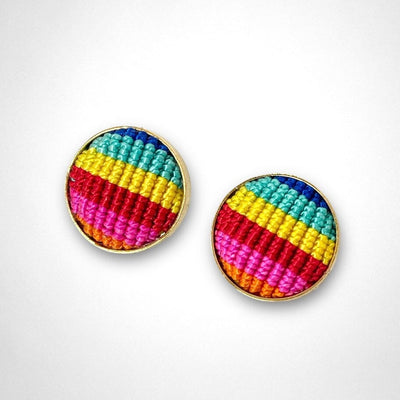 Colorful Macrame Studs | Gold Statement Earrings for Summer Tassel Earrings 